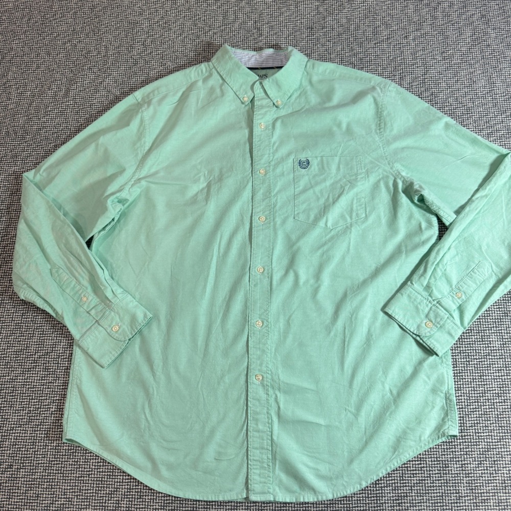 Chaps Coastland Wash Oxford Shirt Mens XLT Mint Green Cotton Button Down L/S